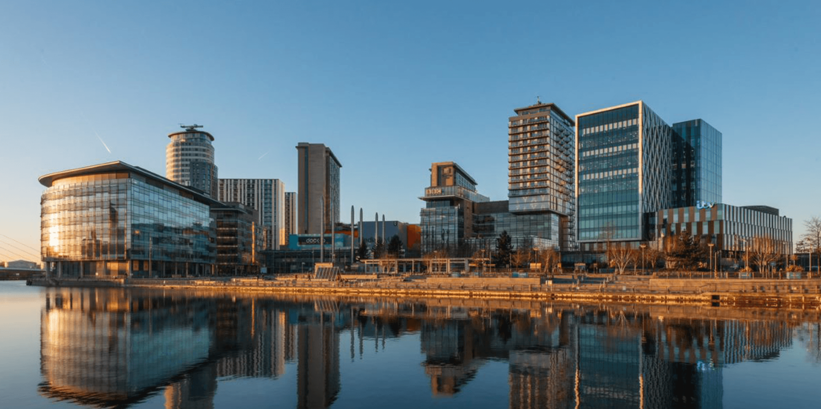 mediacity skyline, picture taken from the Quays river.