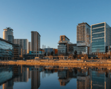 mediacity skyline, picture taken from the Quays river.
